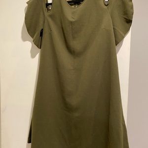 Olive green cold shoulder shirt dress size small